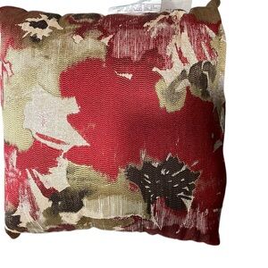 Decorative Red Floral Accent Pillow with Natural and Brown Tones
